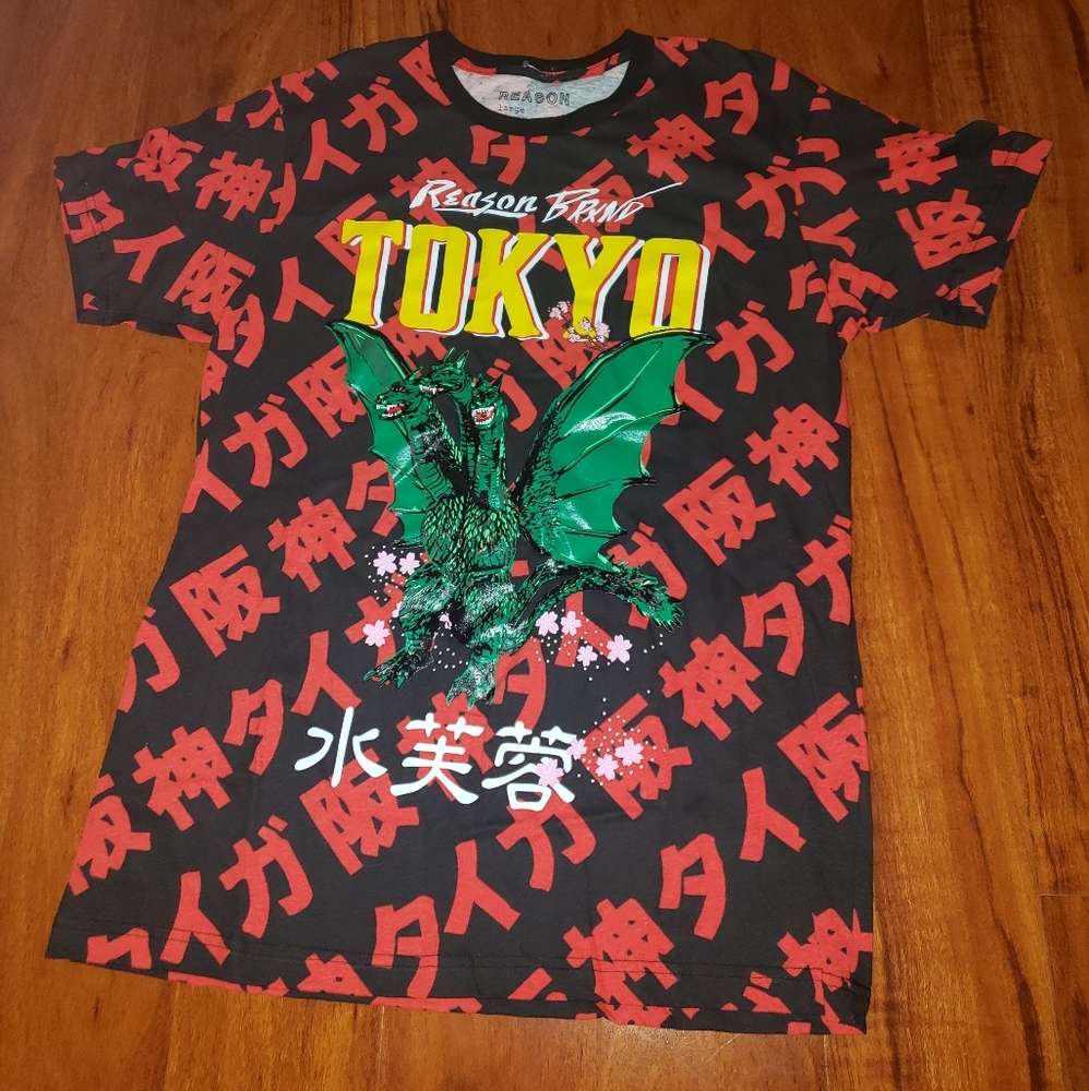 Just In: Mens Edgy Reason Brand Tokyo Dragon Tee - Picture 3 of 14